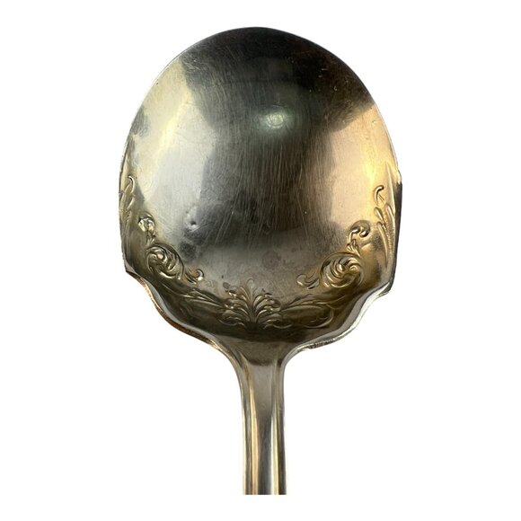 Antique Rogers Bros 1910 Concord Floral Swirl Sugar Sauce Spoon Nickel Silver - Picture 6 of 7